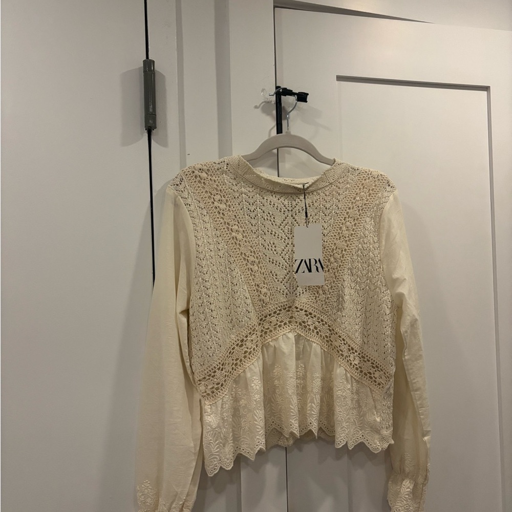 Zara Ivory Lace Women's Blouse